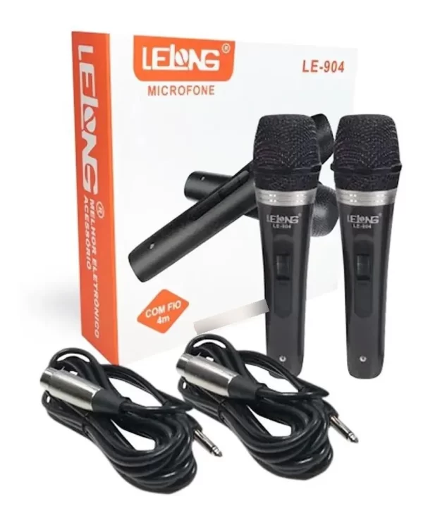 Kit 2 Microfone Profissional + Cabo 4m Lelong Le-904 Cor Preto - Imagem 2