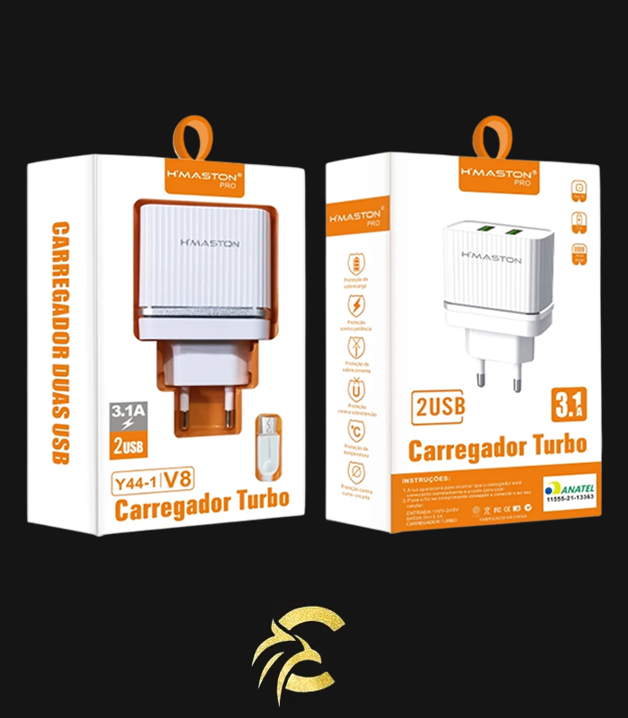Carregador  2 Usb Original V8 Tipo-c - H'maston Y44