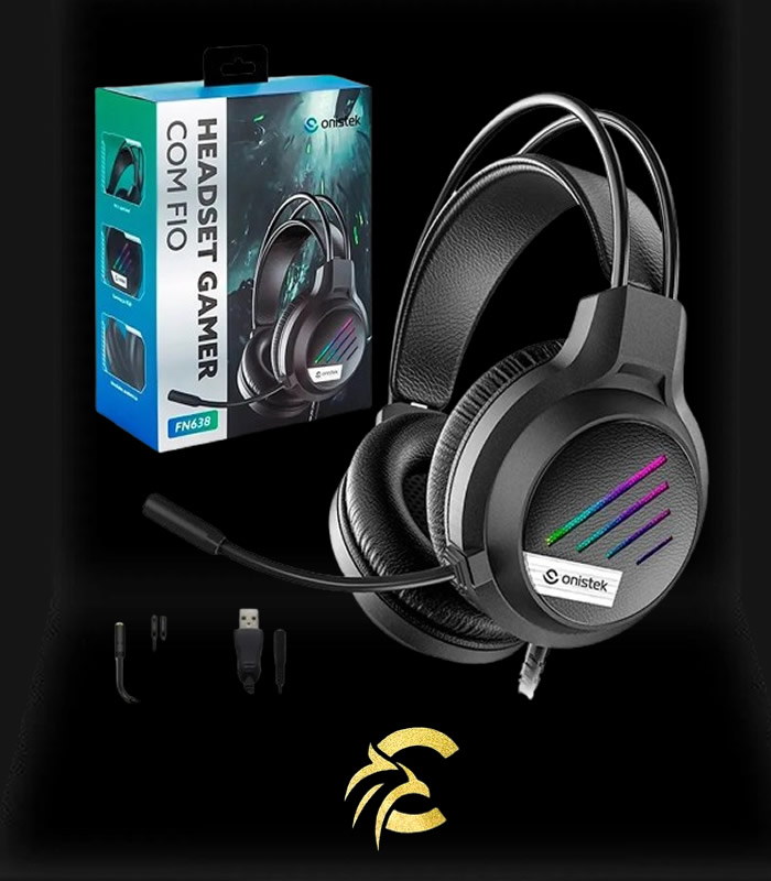 Fone Gamer Headset Rgb Com Fio Usb/p2 Onistek Fn636